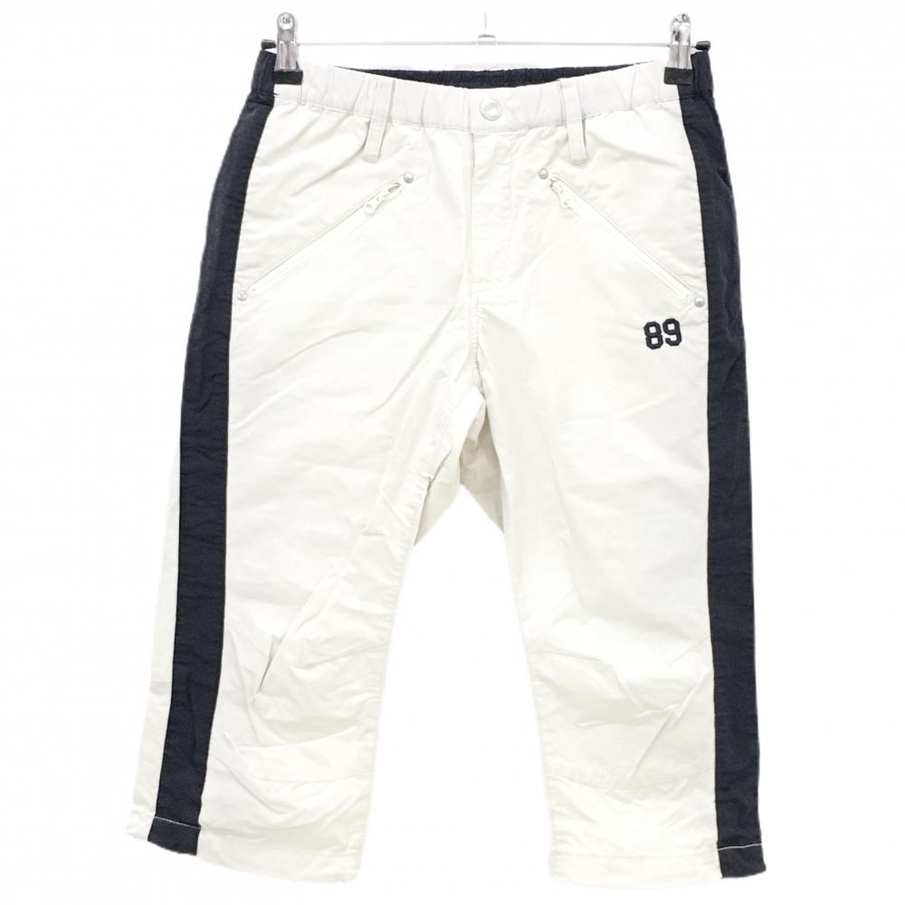 パーリーゲイツ 半端丈パンツ 白×黒 サイド切替 裾ドローコード  レディース 0(S) ゴルフウェア PEARLY GATES