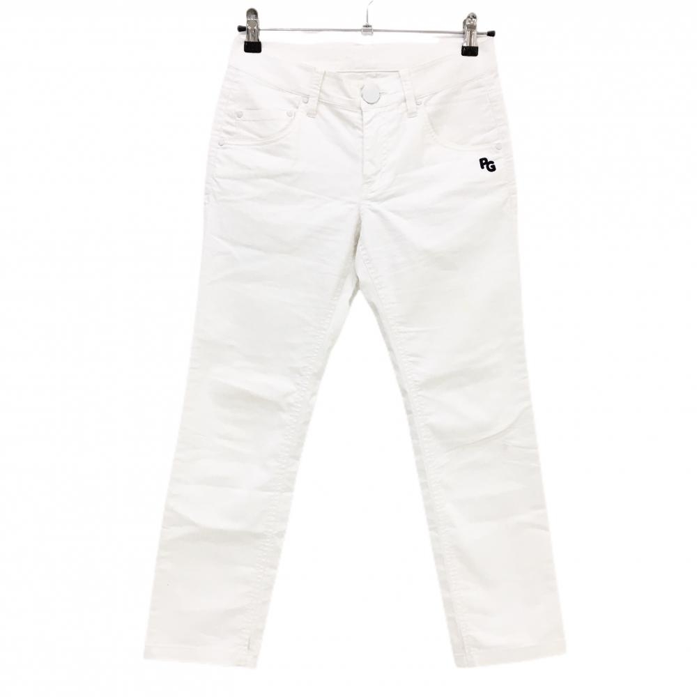 【美品】パーリーゲイツ パンツ 白 ニコちゃん スマイル ストレッチ  レディース 0(S) ゴルフウェア PEARLY GATES