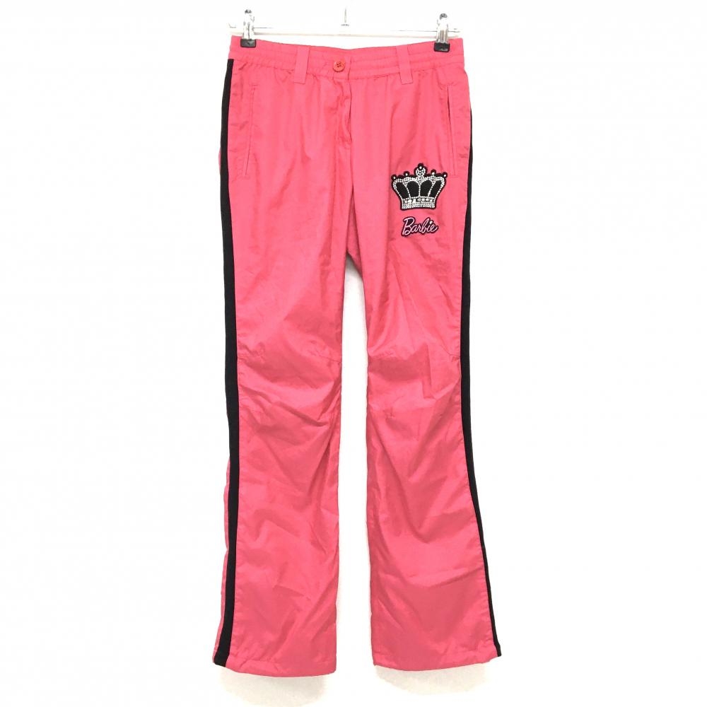 【美品】バービーゴルフバイパーリーゲイツ パンツ ピンク×黒 メッシュ裏地 シャカシャカ レディース 0(S) ゴルフウェア PEARLY GATES