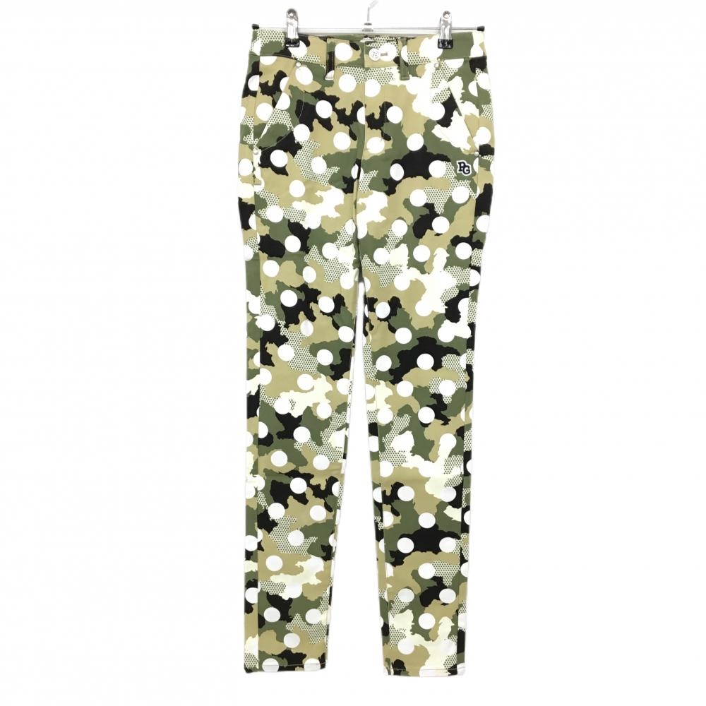 【新品】パーリーゲイツ パンツ カーキ×白 カモフラ調 迷彩 ドット レディース 0(S) ゴルフウェア PEARLY GATES