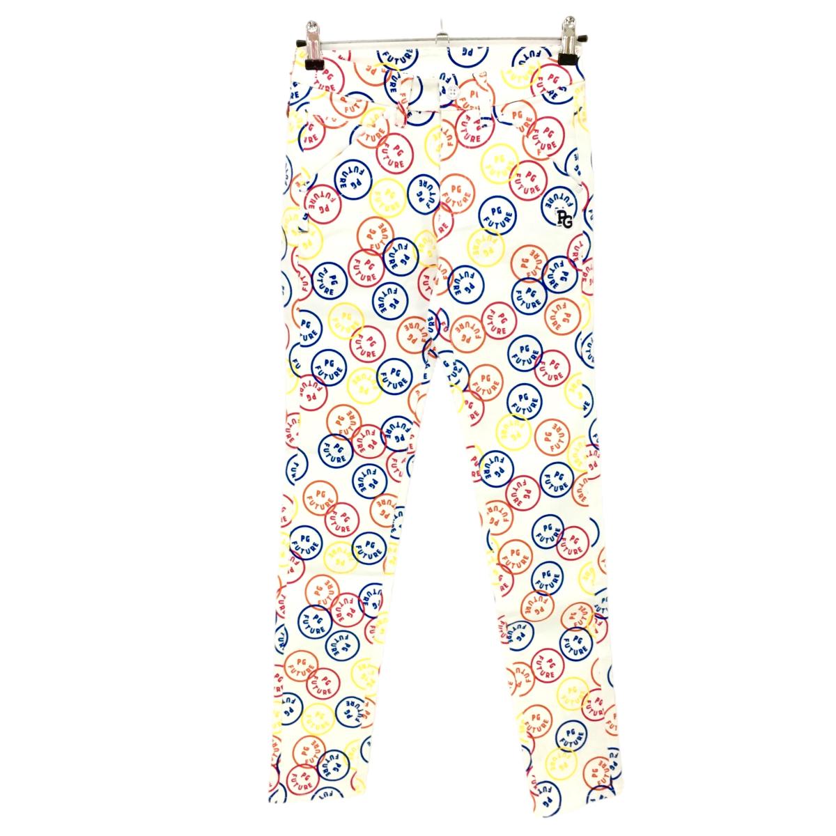 【新品】パーリーゲイツ パンツ 白×マルチカラー FUTUREニコ ストレッチ レディース 00(XS) ゴルフウェア PEARLY GATES