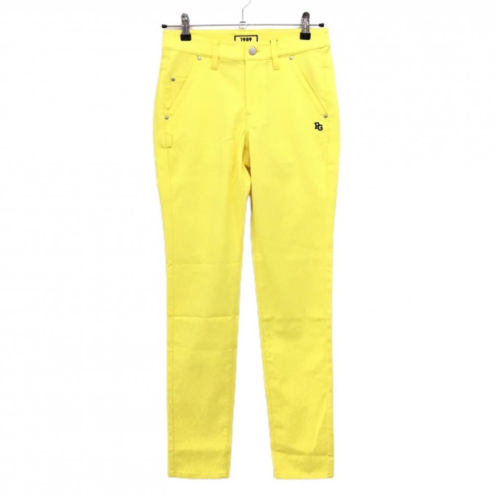 【新品】パーリーゲイツ パンツ イエロー×ネイビー ロゴ刺しゅう レディース 0(S) ゴルフウェア PEARLY GATES