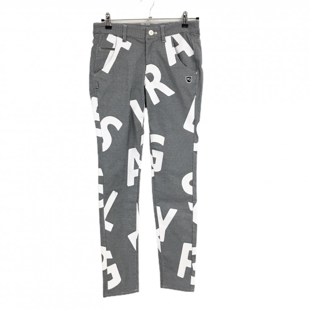 【美品】パーリーゲイツ パンツ 白×ネイビー 英字総柄 ストレッチ  レディース 1(M) ゴルフウェア PEARLY GATES