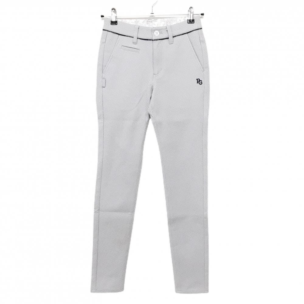 【新品】パーリーゲイツ パンツ 白×グレー ダイヤ柄風 ロゴライン　 レディース 00(XS) ゴルフウェア PEARLY GATES