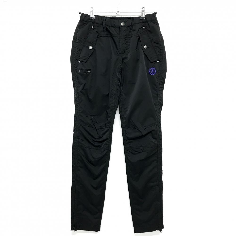 【美品】パーリーゲイツ パンツ 黒 裾ジップ 裏地メッシュ  レディース 1(M) ゴルフウェア PEARLY GATES