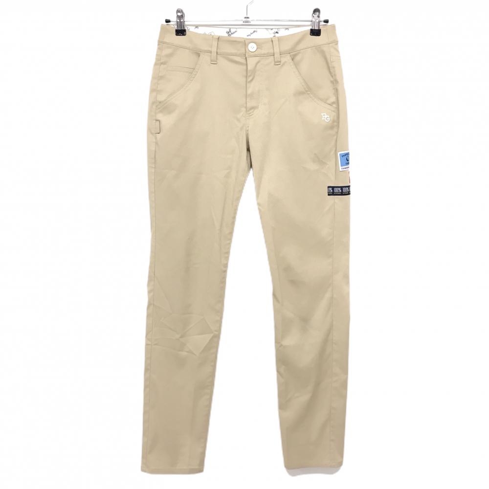 【美品】パーリーゲイツ パンツ ベージュ 複数ワッペン 内側レモン総柄 レディース 1(M) ゴルフウェア 2025年モデル PEARLY GATES