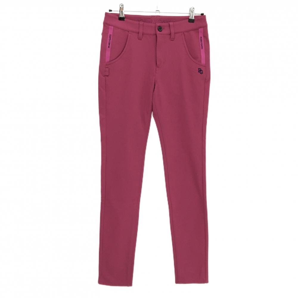 【超美品】パーリーゲイツ パンツ ピンクパープル×ネイビー ロゴ刺しゅう ストレッチ レディース 1(M) ゴルフウェア PEARLY GATES