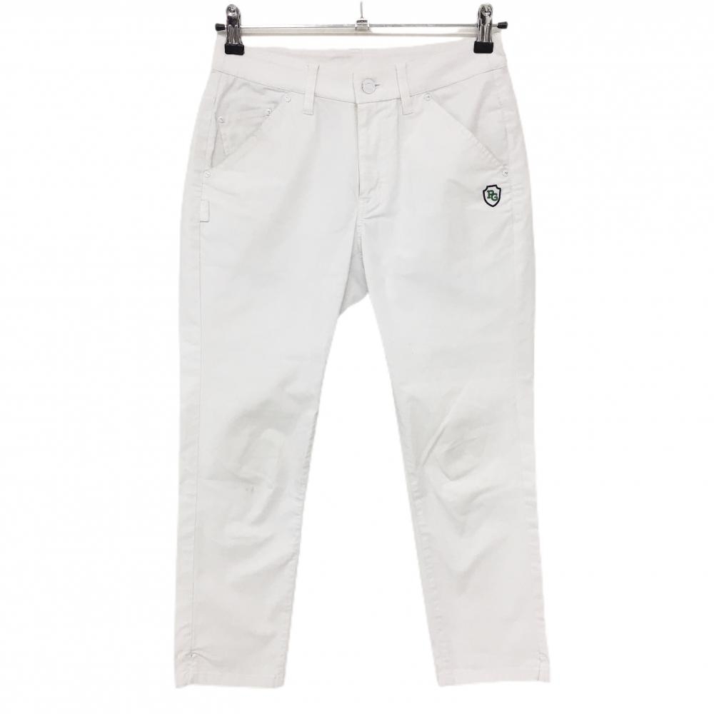 パーリーゲイツ 半端丈パンツ 白 ロゴグリーン ストレッチ レディース 00(XS) ゴルフウェア PEARLY GATES