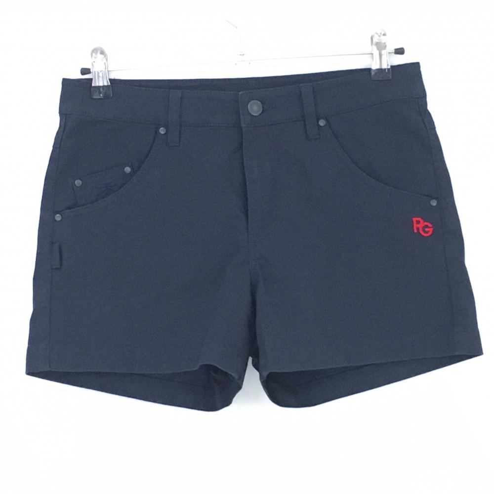 【超美品】パーリーゲイツ ショートパンツ ダークネイビー 織生地 ロゴレッド レディース 1(S) ゴルフウェア 2023年モデル PEARLY GATES