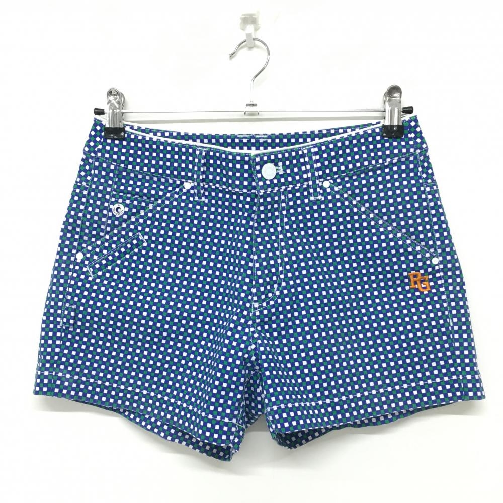 【美品】パーリーゲイツ ショートパンツ ブルー×グリーン ブロックチェック 30周年  レディース 0(S) ゴルフウェア PEARLY GATES