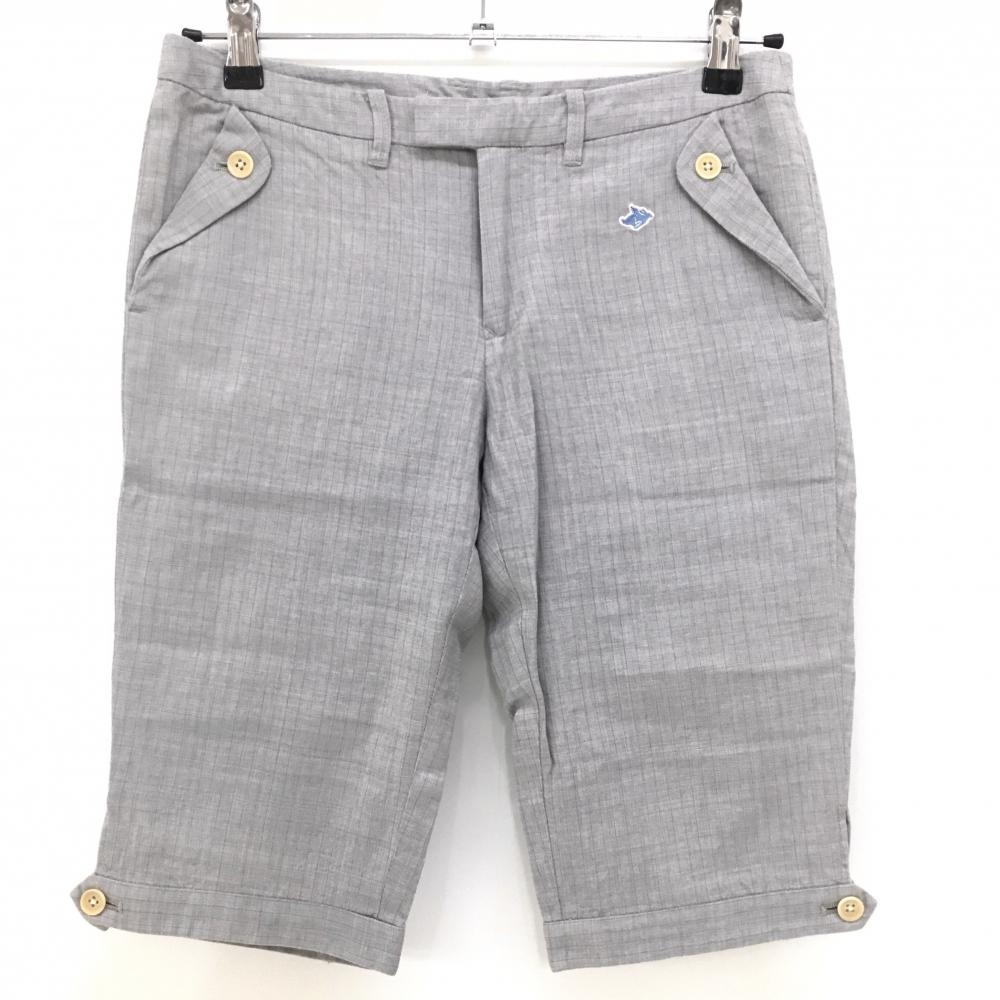 パーリーゲイツ ハーフパンツ ライトグレー 細ストライプ ウール混  レディース 1(M) ゴルフウェア PEARLY GATES