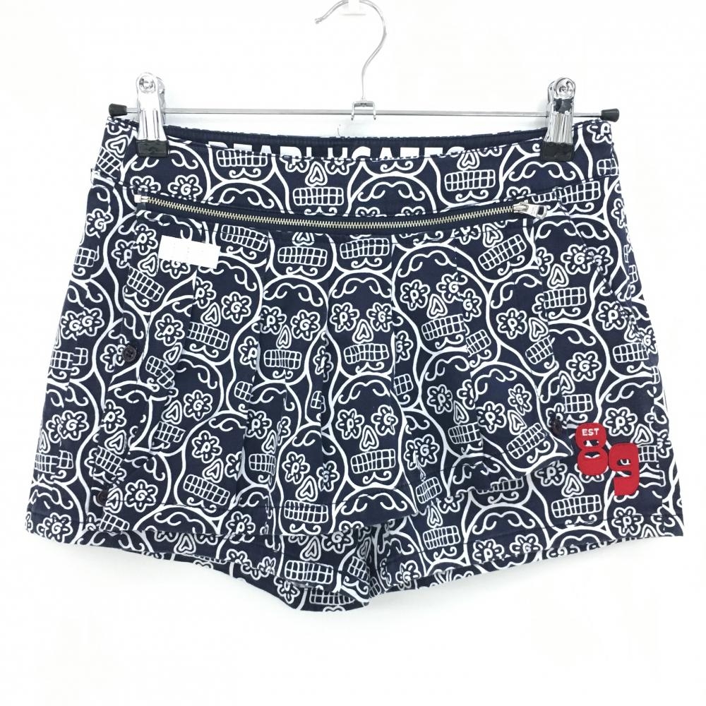 パーリーゲイツ ショートパンツ ネイビー×白 総柄 2WAY 韓国モデル ティー装着可 レディース 0(S) ゴルフウェア PEARLY GATES