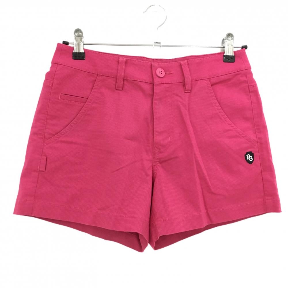 【超美品】パーリーゲイツ ショートパンツ ピンク 細ボーダー織生地 裏地ニコちゃん レディース 0(S) ゴルフウェア PEARLY GATES