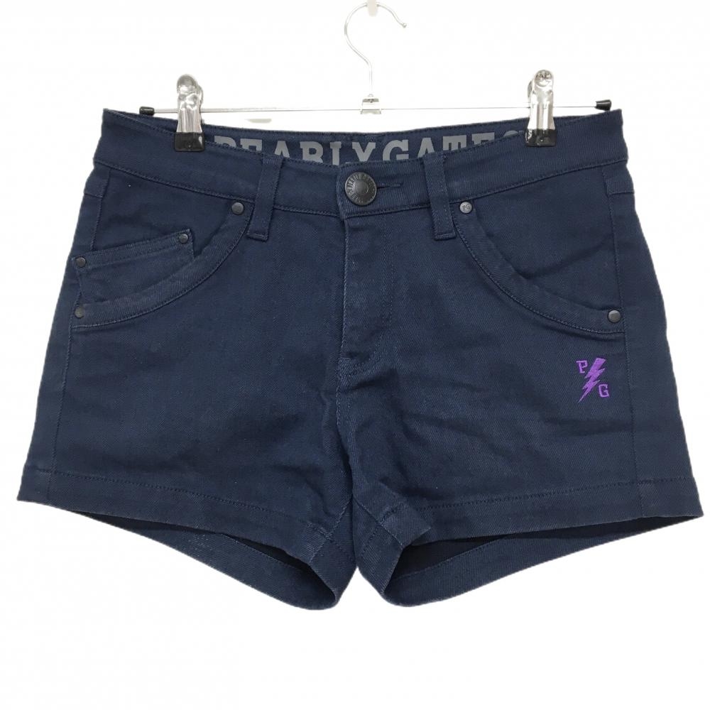 パーリーゲイツ ショートパンツ ネイビー ロゴパープル ストレッチ レディース 1(M) ゴルフウェア PEARLY GATES
