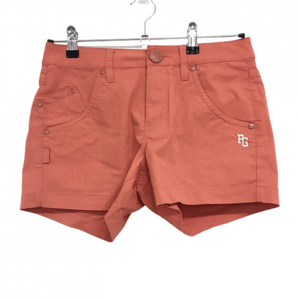 【美品】パーリーゲイツ ショートパンツ オレンジ系 ロゴ刺しゅう レディース 0(S) ゴルフウェア PEARLY GATES