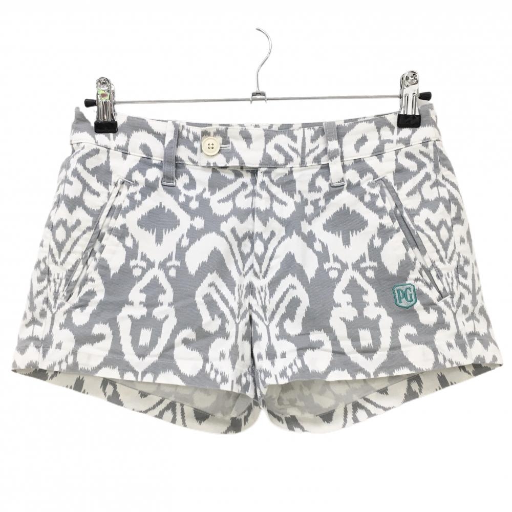 【美品】パーリーゲイツ ショートパンツ グレー×白 総柄 レディース 0(S) ゴルフウェア PEARLY GATES