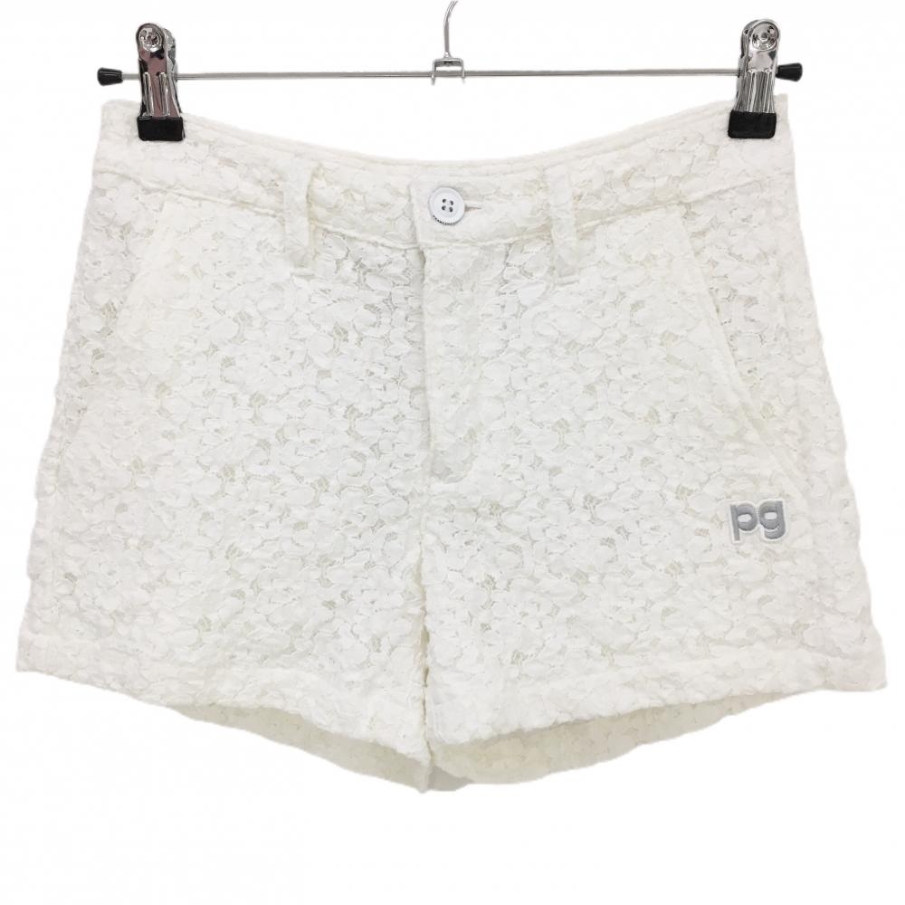 【超美品】パーリーゲイツ ショートパンツ 白 レース 裏地付  レディース 00(XS) ゴルフウェア PEARLY GATES
