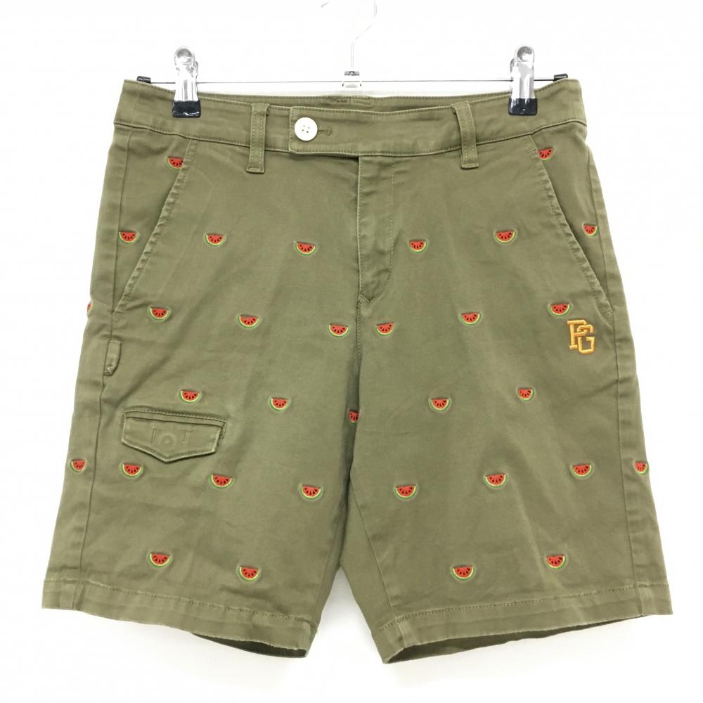 パーリーゲイツ ハーフパンツ カーキ×レッド スイカ柄 レディース 1(M) ゴルフウェア PEARLY GATES