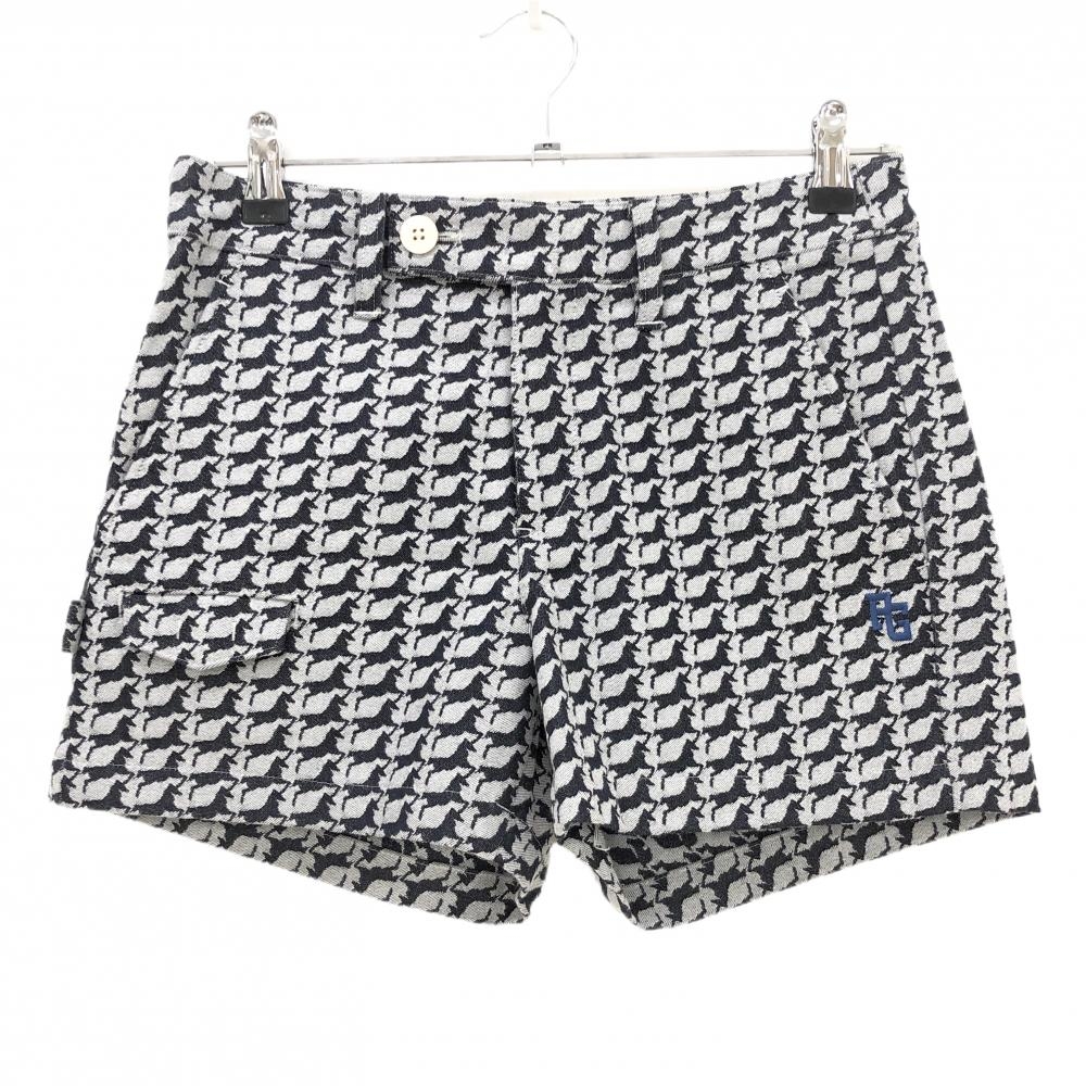 【美品】パーリーゲイツ ショートパンツ 黒×ライトグレー 総柄  レディース 0(S) ゴルフウェア PEARLY GATES