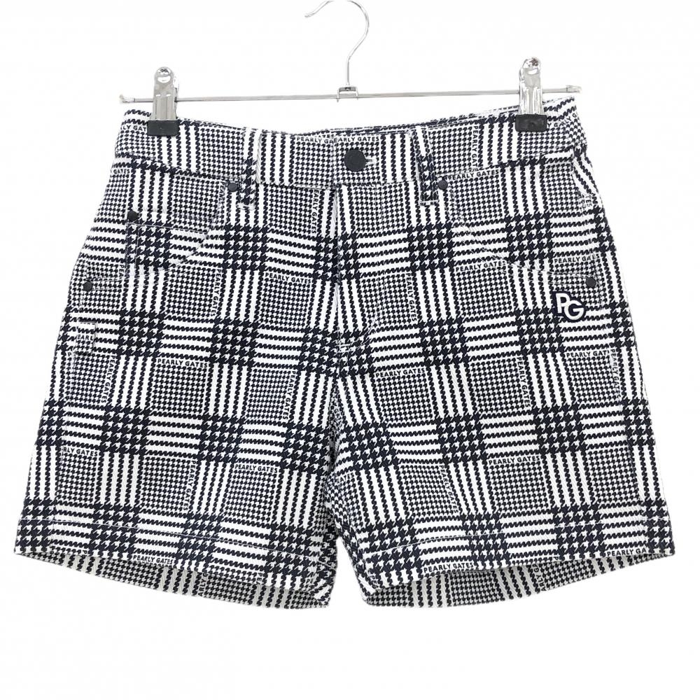 【超美品】パーリーゲイツ ショートパンツ 黒×白 千鳥格子  レディース 00(XS) ゴルフウェア PEARLY GATES