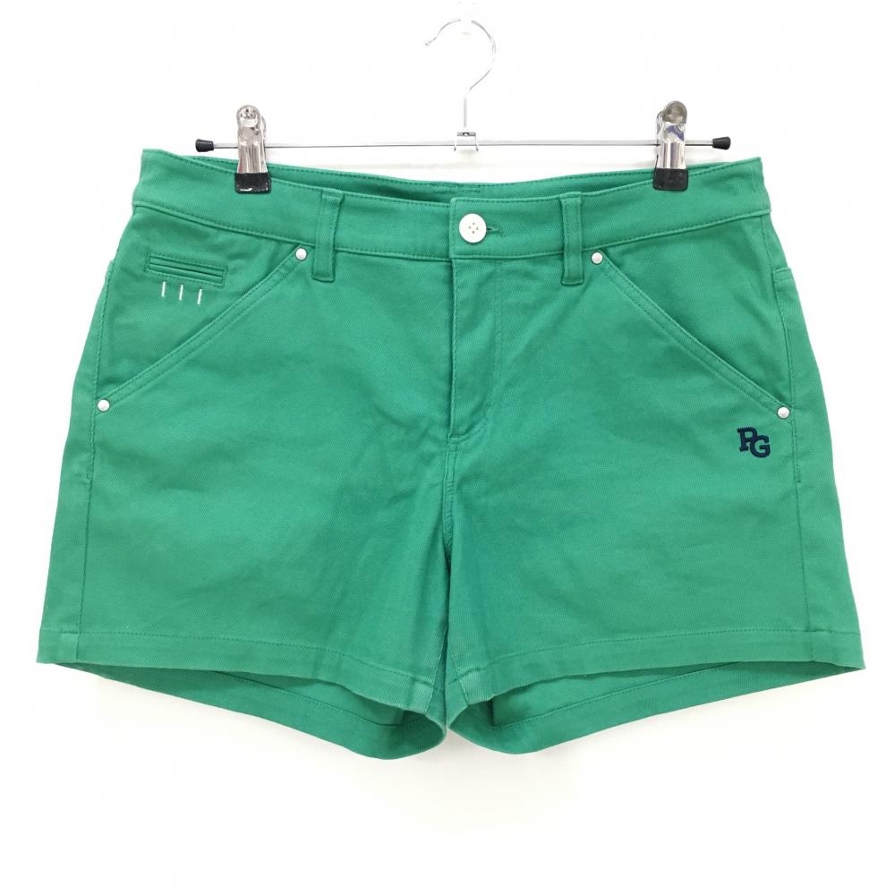 パーリーゲイツ ショートパンツ グリーン×ダークネイビー ティー装着可  レディース 2(L) ゴルフウェア PEARLY GATES
