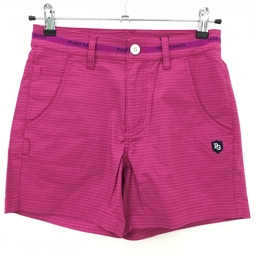 【新品】パーリーゲイツ ショートパンツ パープルピンク 総柄織生地  レディース 00(XS) ゴルフウェア PEARLY GATES