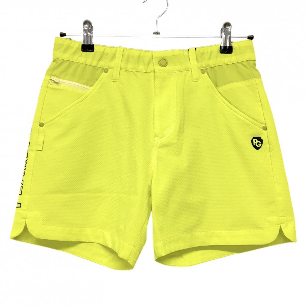 【新品】パーリーゲイツ ショートパンツ イエロー×ネイビー ダイヤ柄織生地 サイドロゴ  レディース 0(S) ゴルフウェア PEARLY GATES