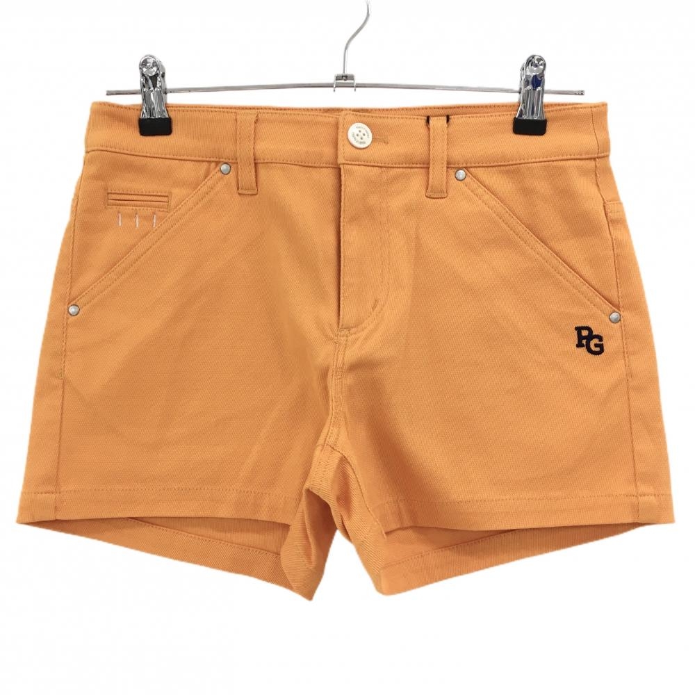 【新品】パーリーゲイツ ショートパンツ オレンジ×ネイビー ロゴ刺しゅう ストレッチ レディース 0(S) ゴルフウェア PEARLY GATES