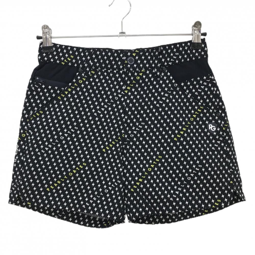 【新品】パーリーゲイツ ショートパンツ ダークネイビー×白 稲妻柄 織生地 ウエストゴム  レディース 0(S) ゴルフウェア PEARLY GATES
