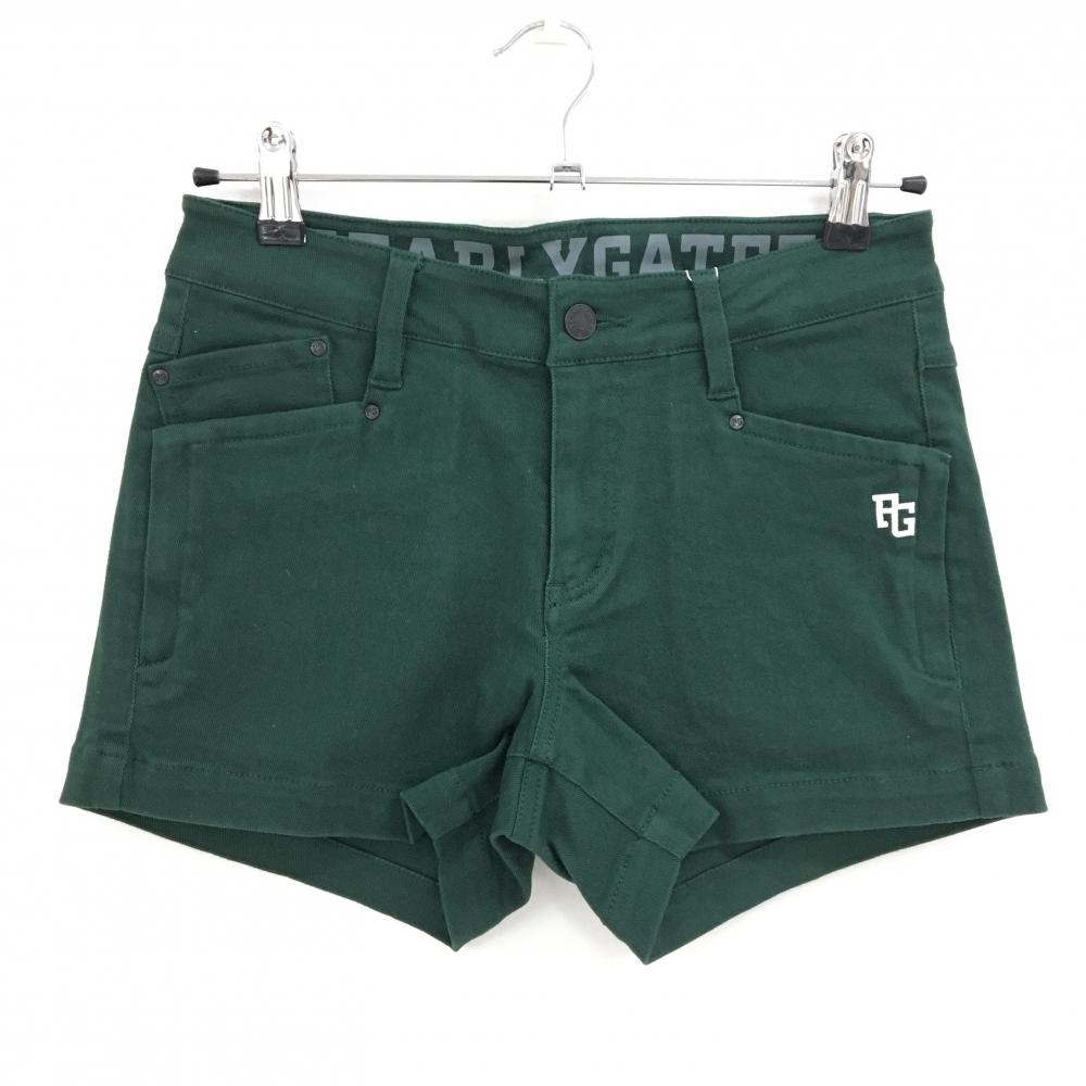 【新品】パーリーゲイツ ショートパンツ グリーン 無地 ポケット裏地恐竜柄 レディース 0(S) ゴルフウェア PEARLY GATES