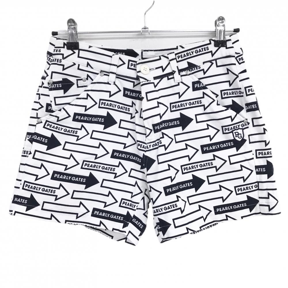パーリーゲイツ ショートパンツ 白×黒 矢印柄 レディース 0(S) ゴルフウェア PEARLY GATES