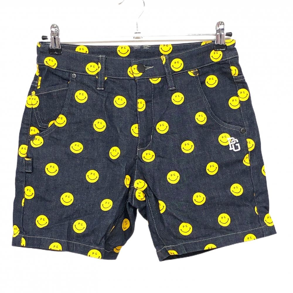 【超美品】パーリーゲイツ ショートパンツ ネイビー×イエロー ニコちゃん総柄  レディース 0(S) ゴルフウェア PEARLY GATES