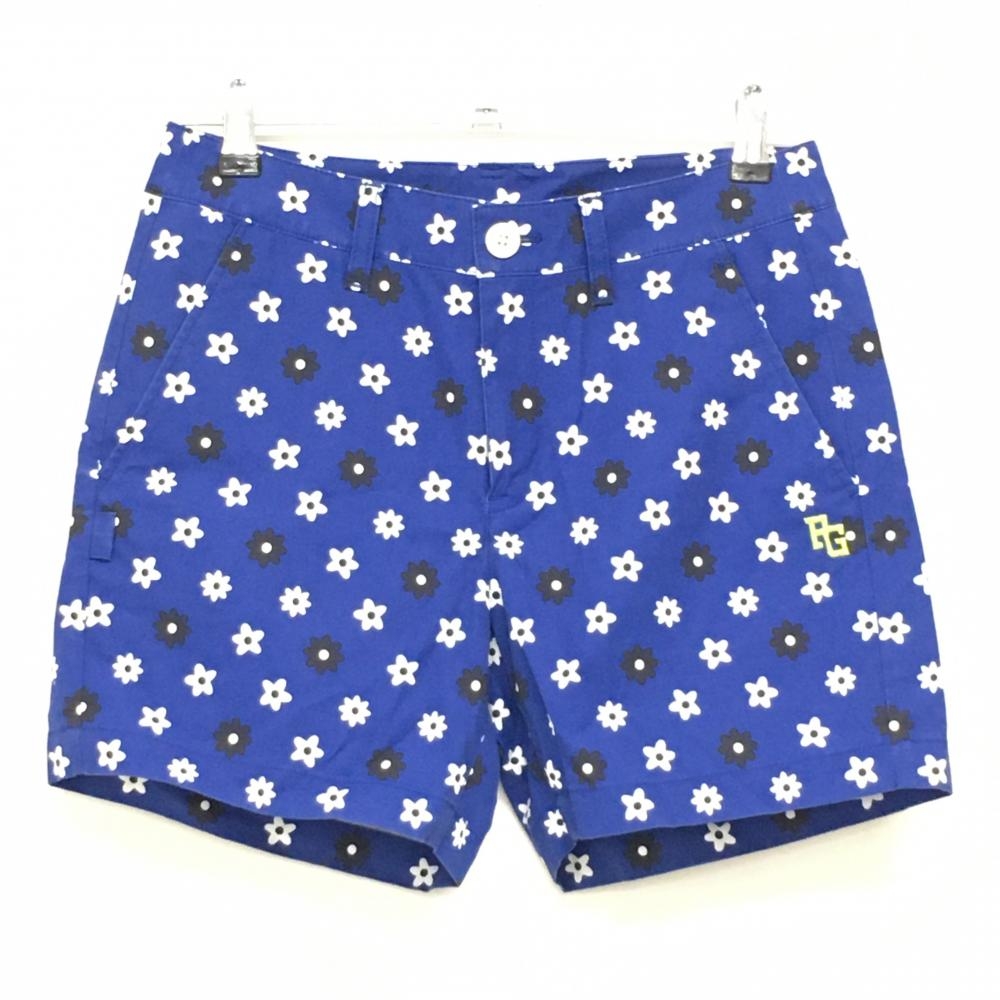 パーリーゲイツ ショートパンツ ブルー×黒×白 花柄 レディース 0(S) ゴルフウェア PEARLY GATES