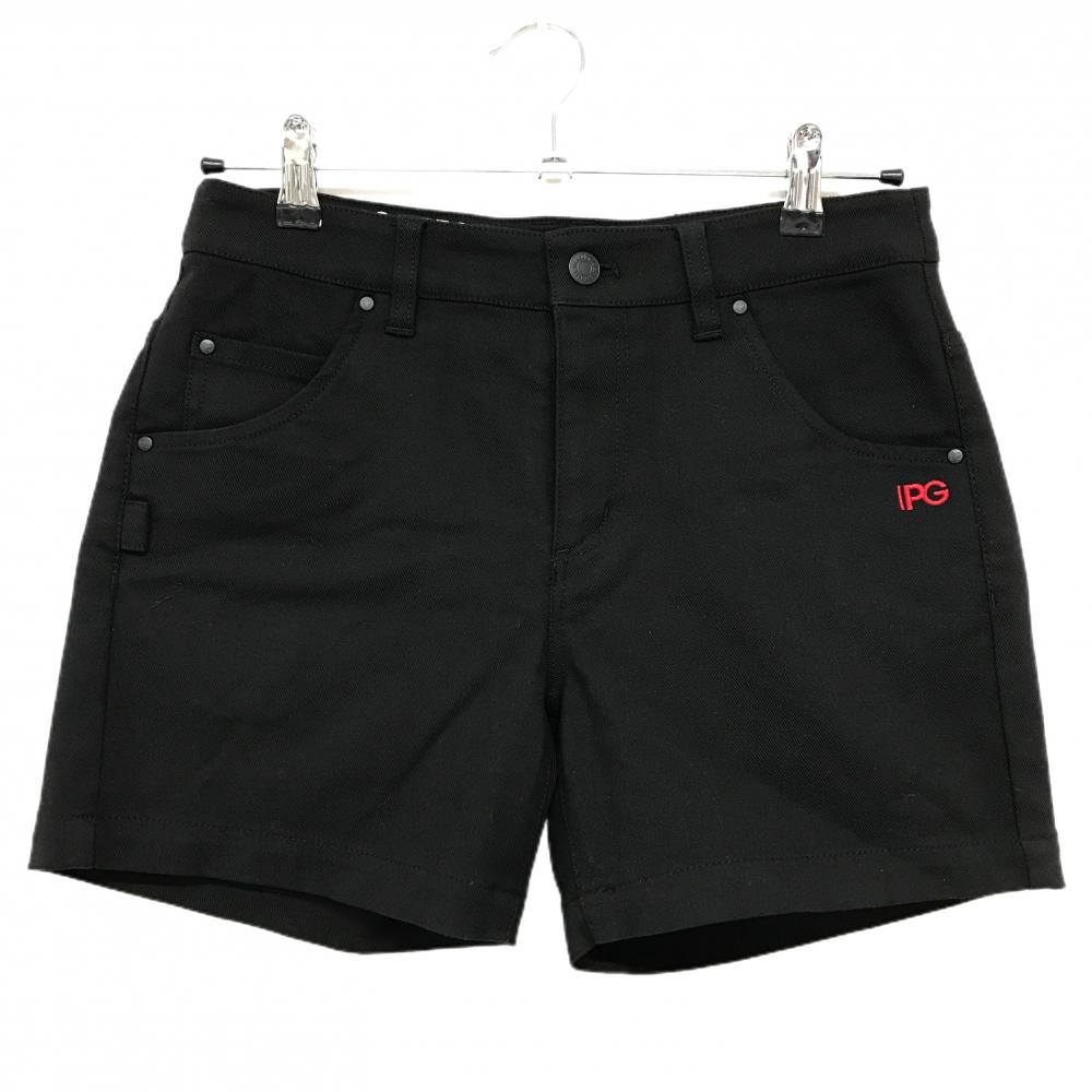 【超美品】パーリーゲイツ ショートパンツ 黒 ロゴレッド ストレッチ  レディース 0(S) ゴルフウェア PEARLY GATES