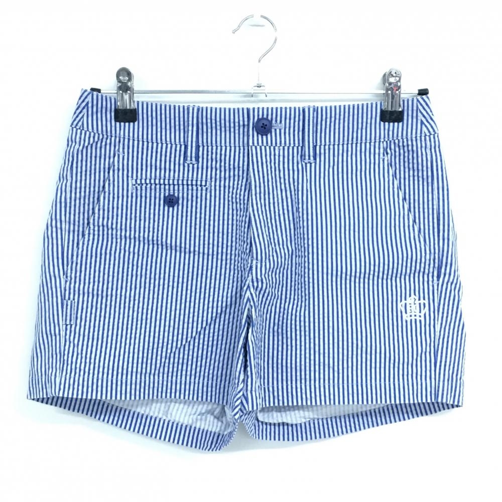 パーリーゲイツ ショートパンツ ブルー×ライトグレー ストライプ レディース 0(S) ゴルフウェア PEARLY GATES
