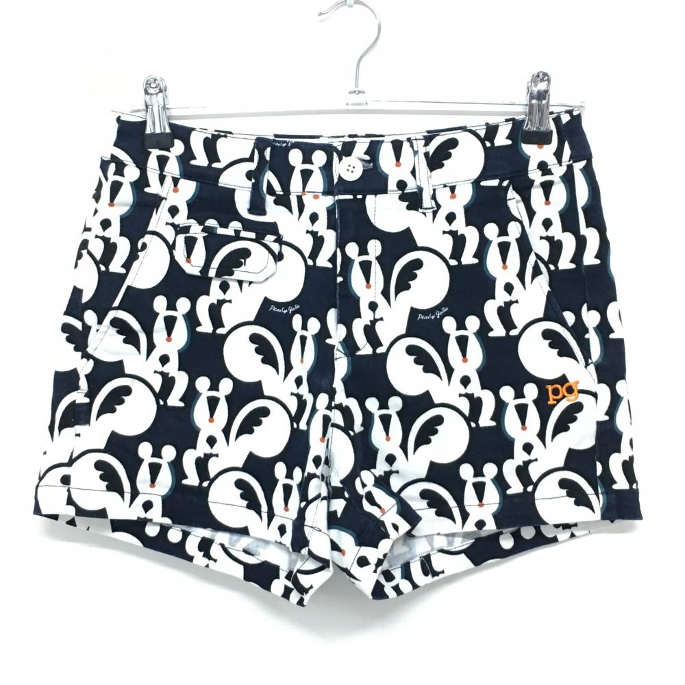 パーリーゲイツ ショートパンツ ネイビー×白 リス総柄 ストレッチ レディース 00(XS) ゴルフウェア PEARLY GATES