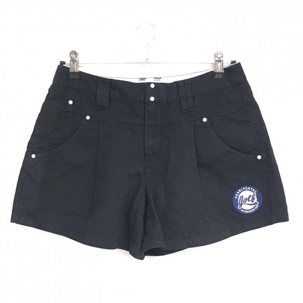 パーリーゲイツ ショートパンツ 黒 ワッペン レディース 1(M) ゴルフウェア PEARLY GATES