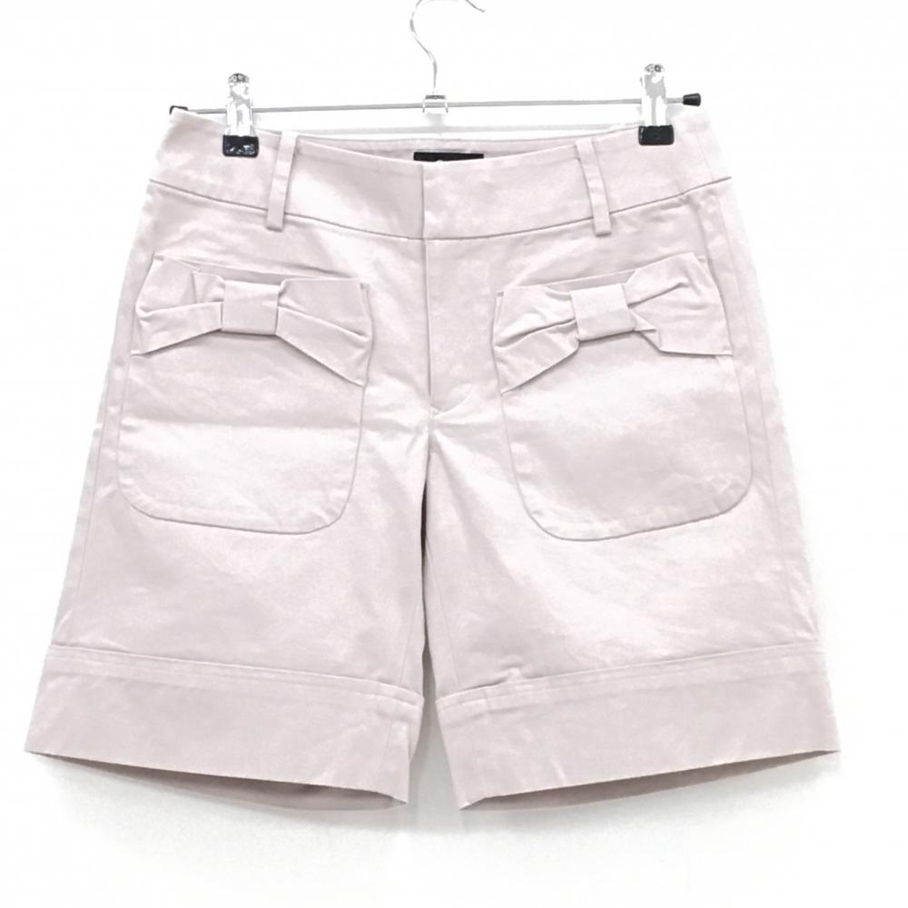 【超美品】バービーゴルフbyパーリーゲイツ ハーフパンツ スモーキーピンク ポケット口リボン レディース 1(M) ゴルフウェア PEARLY GATES