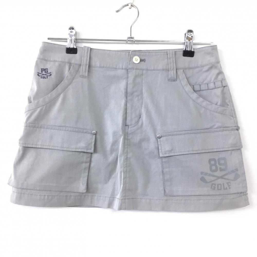 【美品】PEARLY GATES パーリーゲイツ カーゴスカート ライトグレー ヘリンボーン柄  レディース ０(Ｓ) ゴルフウェア