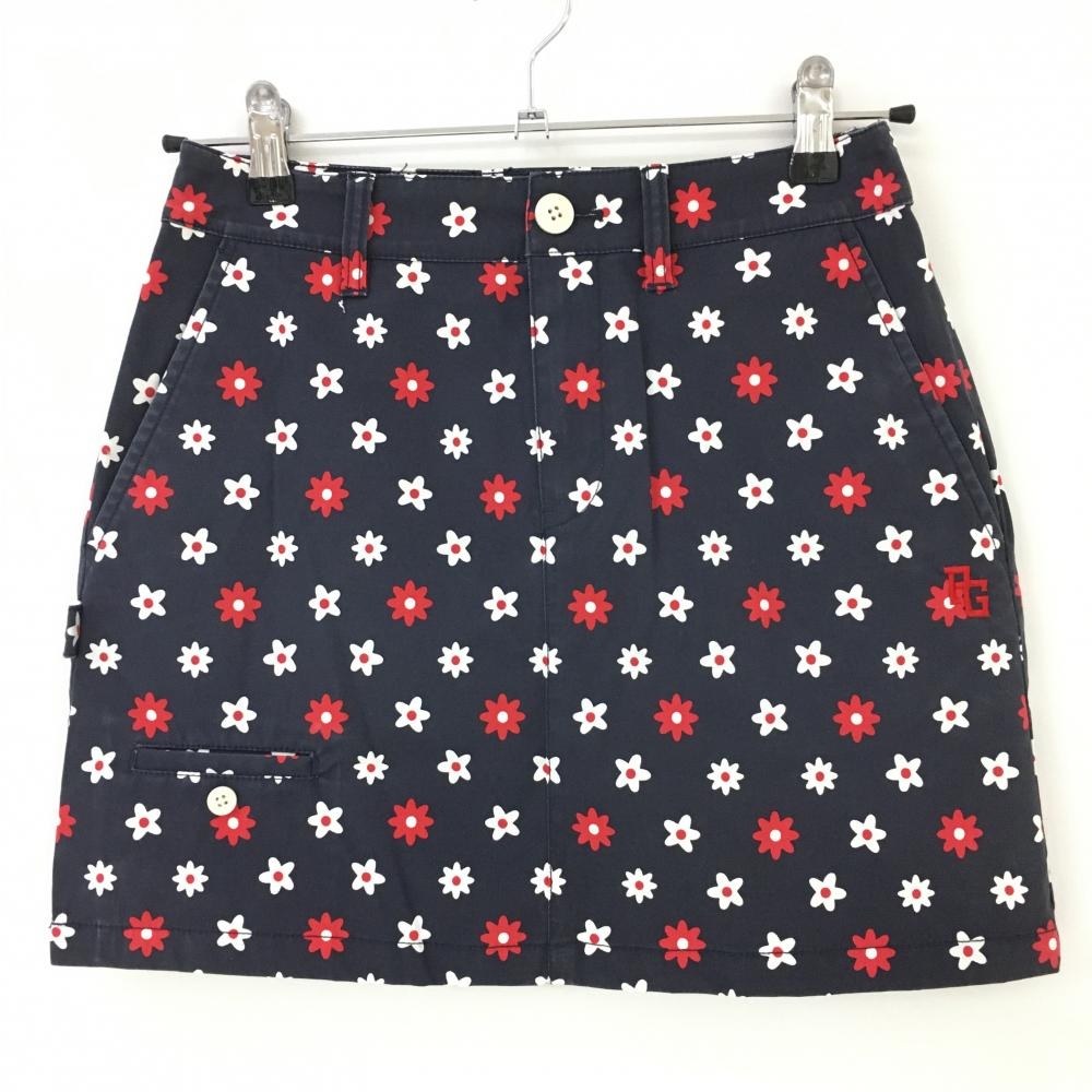 パーリーゲイツ スカート ダークネイビー×レッド 花柄 5ポケット レディース 00(XS) ゴルフウェア PEARLY GATES