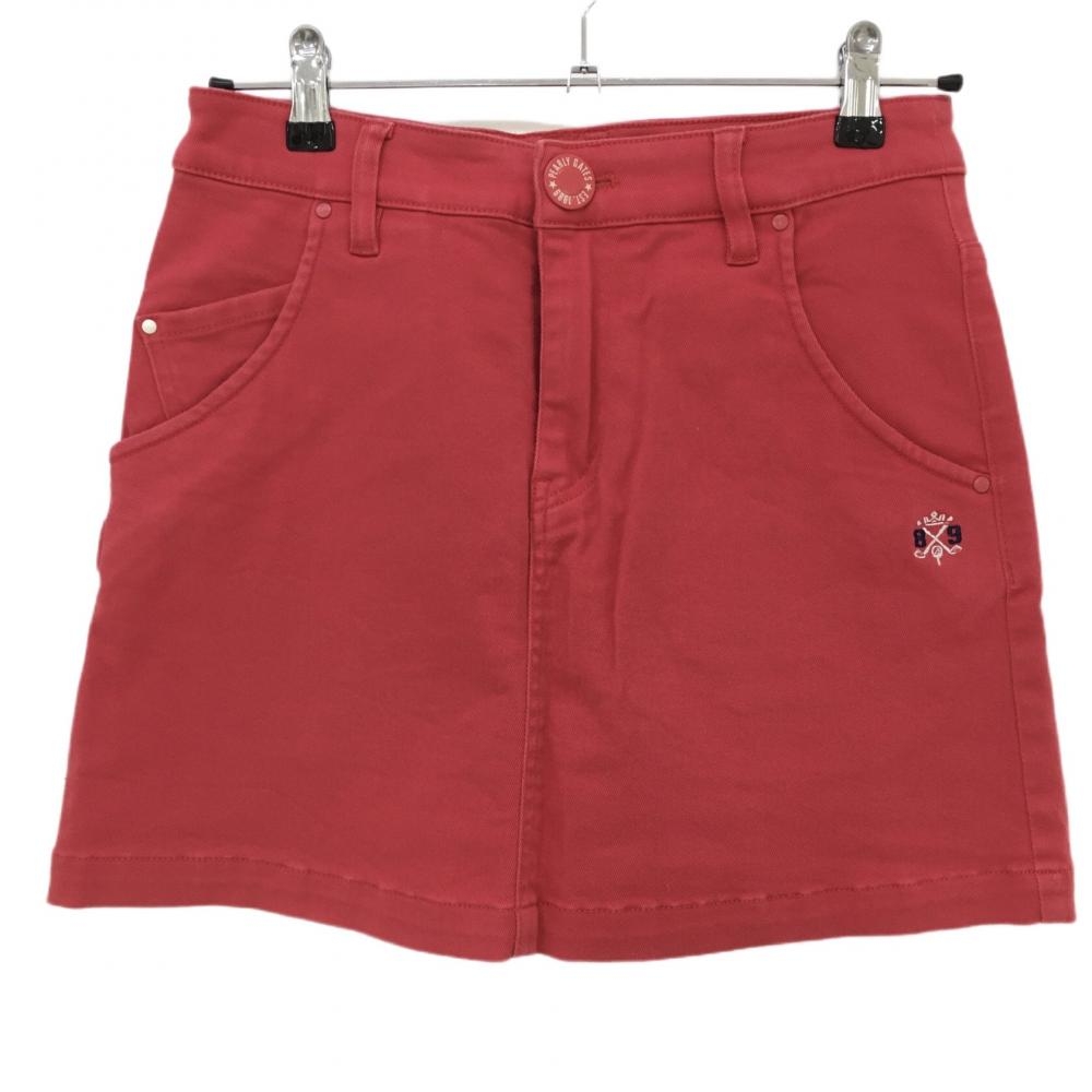 【美品】パーリーゲイツ スカート ピンク シンプル ストレッチ 刺しゅう レディース 1(M) ゴルフウェア PEARLY GATES