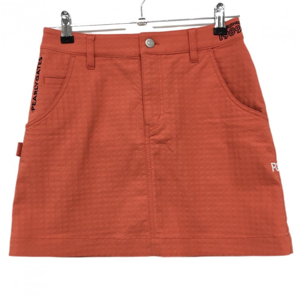 【超美品】パーリーゲイツ スカート オレンジ 千鳥格子織生地  レディース 0(S) ゴルフウェア 2022年モデル PEARLY GATES