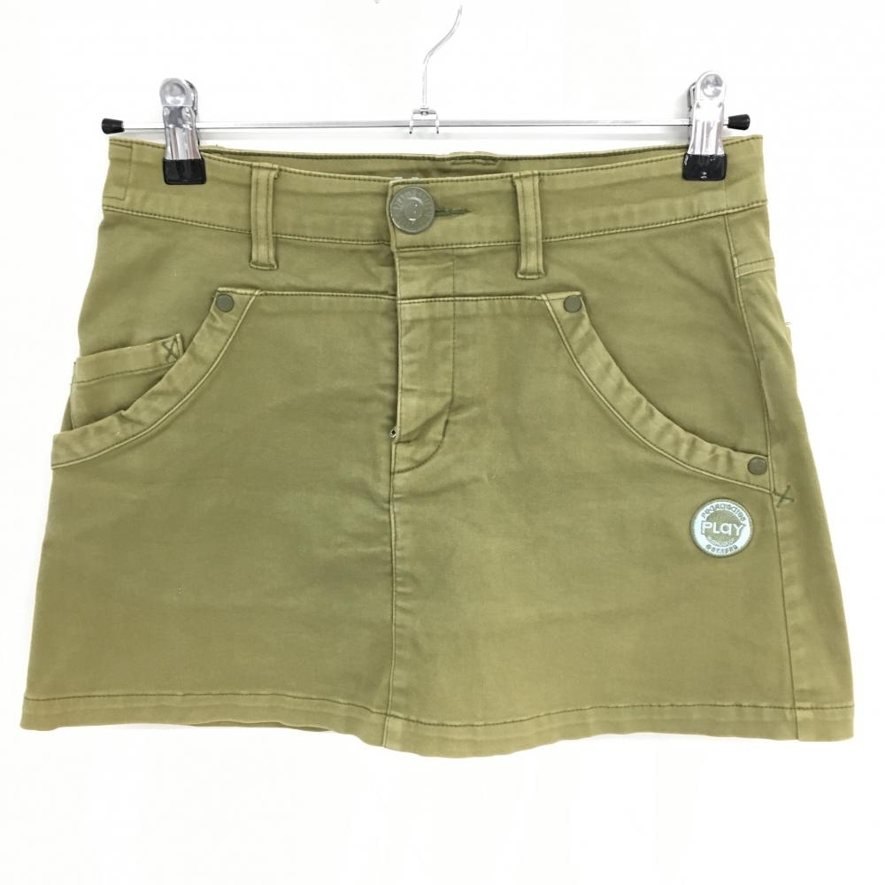 【美品】パーリーゲイツ スカート カーキブラウン シンプル ストレッチ レディース 0(S) ゴルフウェア PEARLY GATES