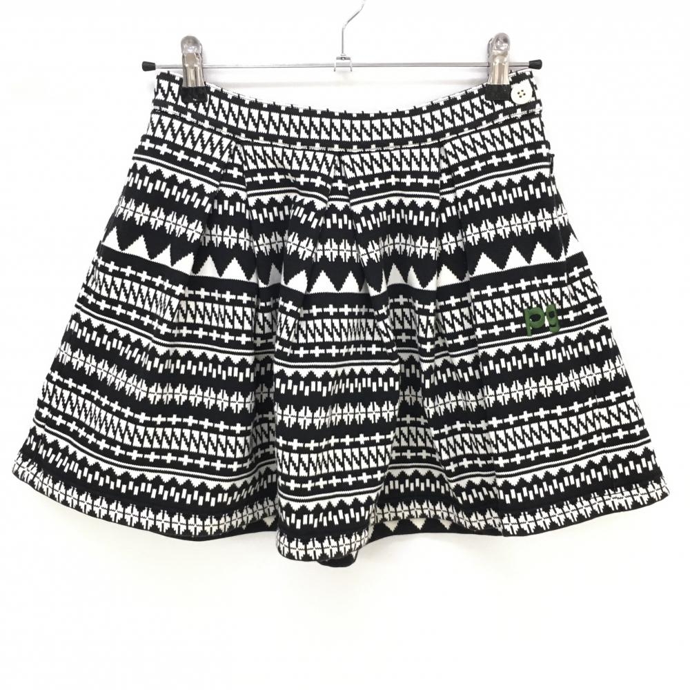 【美品】パーリーゲイツ スカート 白×黒 総柄 裏起毛 レディース 00(XS) ゴルフウェア PEARLY GATES