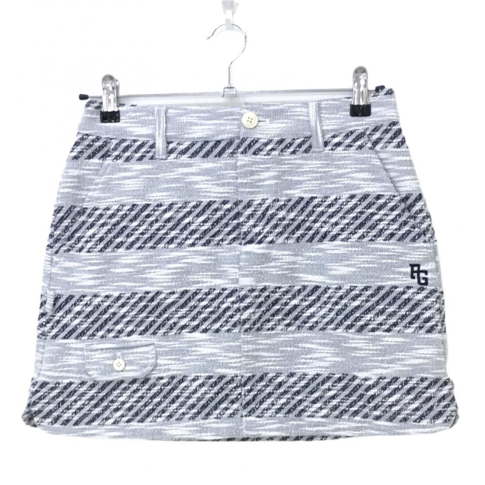 【超美品】パーリーゲイツ スカート 黒×ライトグレー 織生地 レディース 0(S) ゴルフウェア PEARLY GATES