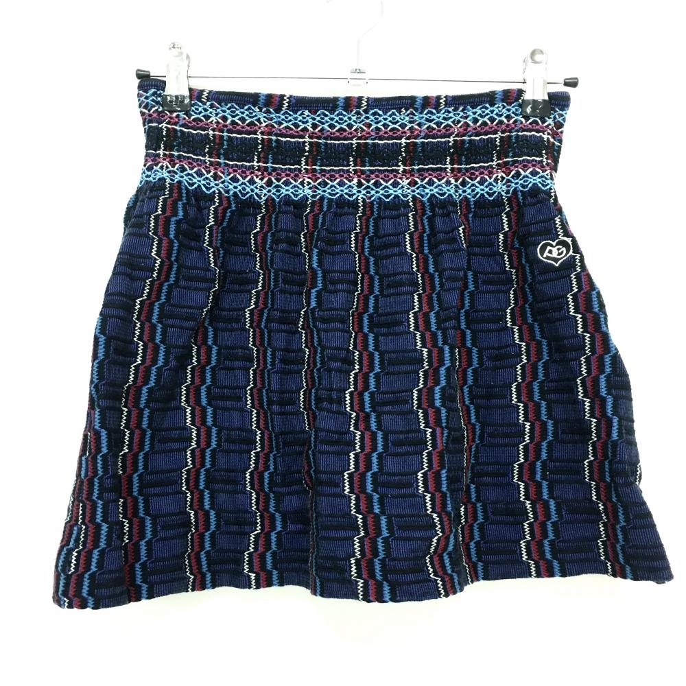 【美品】パーリーゲイツ スカート パープル×黒 コットン100％ 刺しゅう レディース 0(S) ゴルフウェア PEARLY GATES