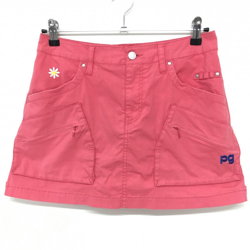 【美品】パーリーゲイツ スカート ピンク ティー装着可 花刺しゅう 6ポケット レディース 2(L) ゴルフウェア PEARLY GATES 画像