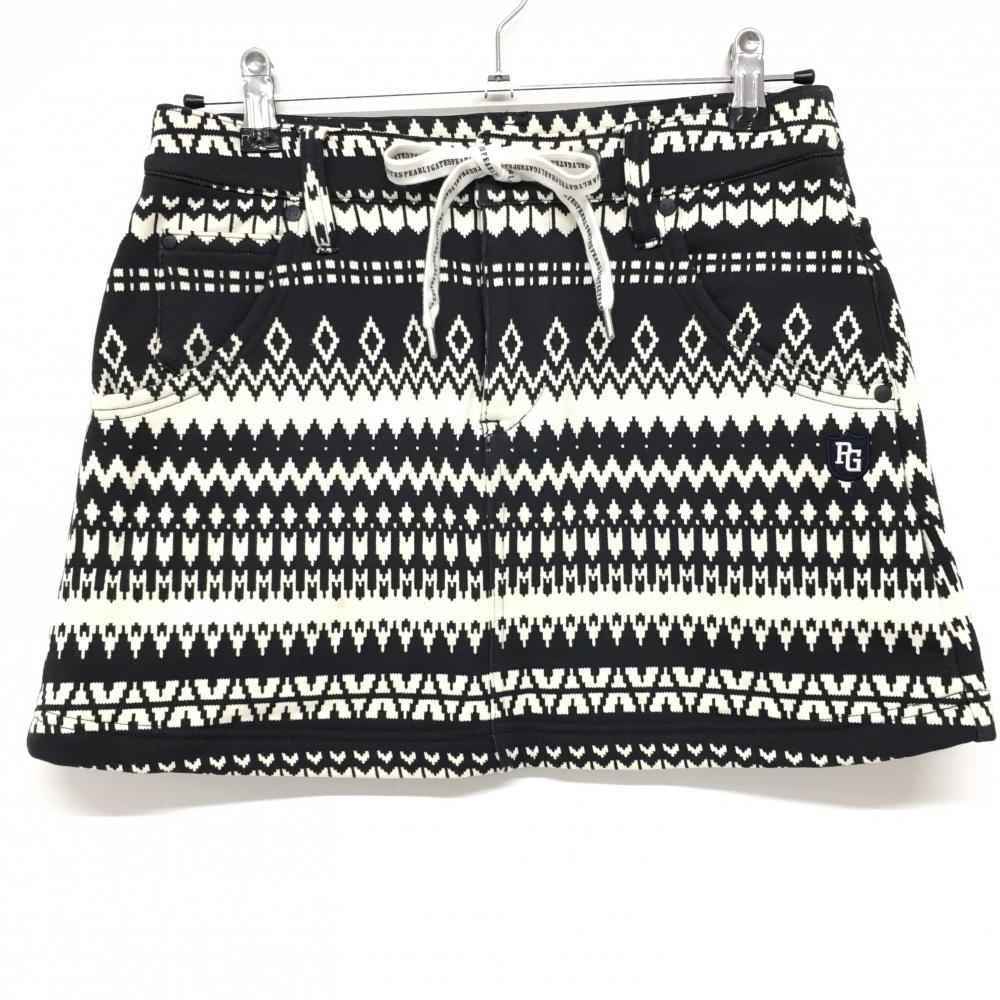 パーリーゲイツ スカート 白×黒 総柄 裏起毛  レディース 1(M) ゴルフウェア PEARLY GATES