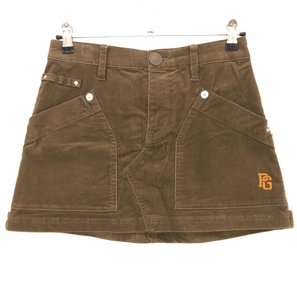 【美品】パーリーゲイツ コーデュロイスカート ブラウン ロゴ刺しゅう レディース 1(M) ゴルフウェア PEARLY GATES