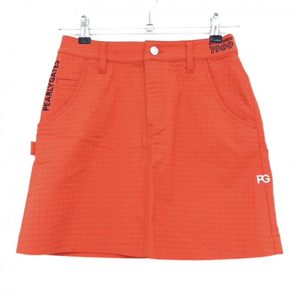 【超美品】パーリーゲイツ スカート オレンジ 千鳥格子織生地  レディース 00(XS) ゴルフウェア 2022年モデル PEARLY GATES